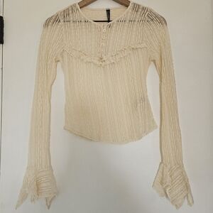 Anthropologie Lace Ruffled Top